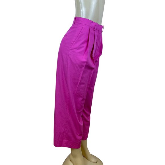 Cos Women’s Pink Cotton Pleated High-Waist Wide-Leg Trousers Size 2 - Picture 2 of 10